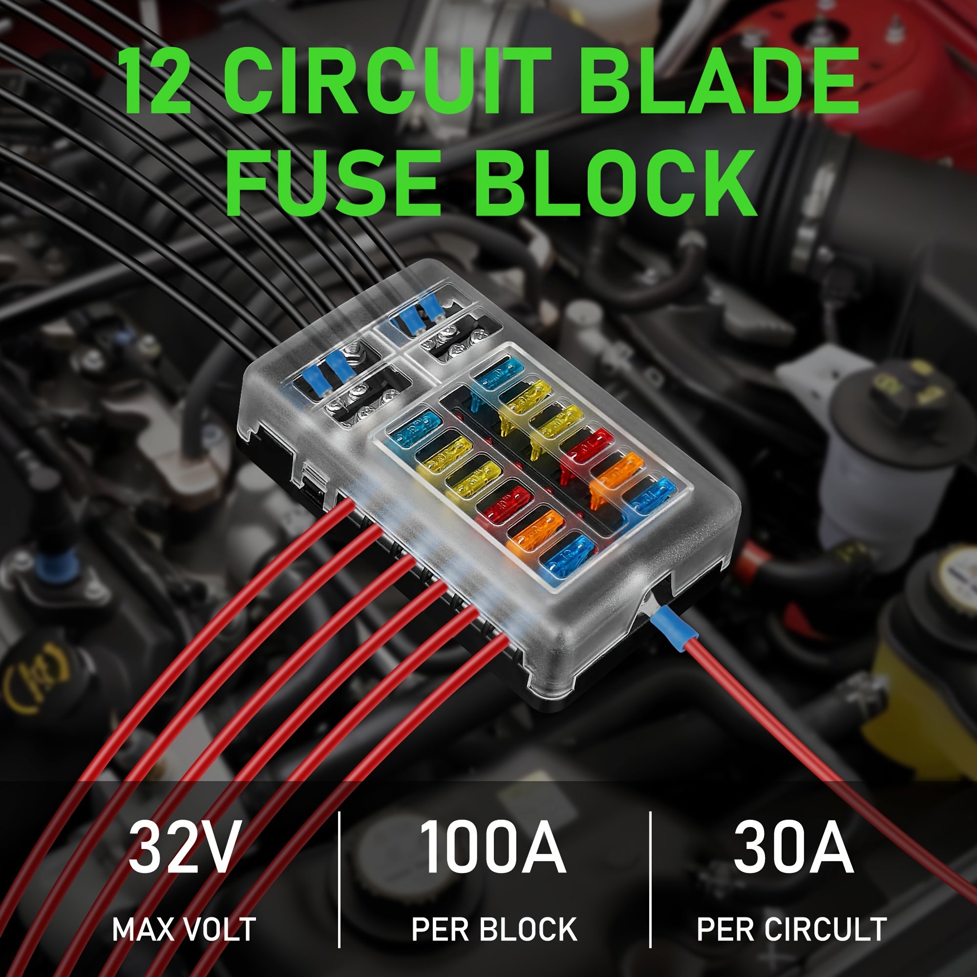 6-Way Fuse Box with LED Indicator Metal Automotive Marine Grade 12V