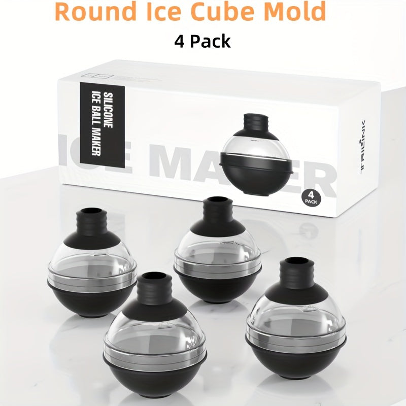 Silicone and Polycarbonate Ice Sphere Molds with Dual-Function Funnel Lid for Slow-Melting Ice Balls