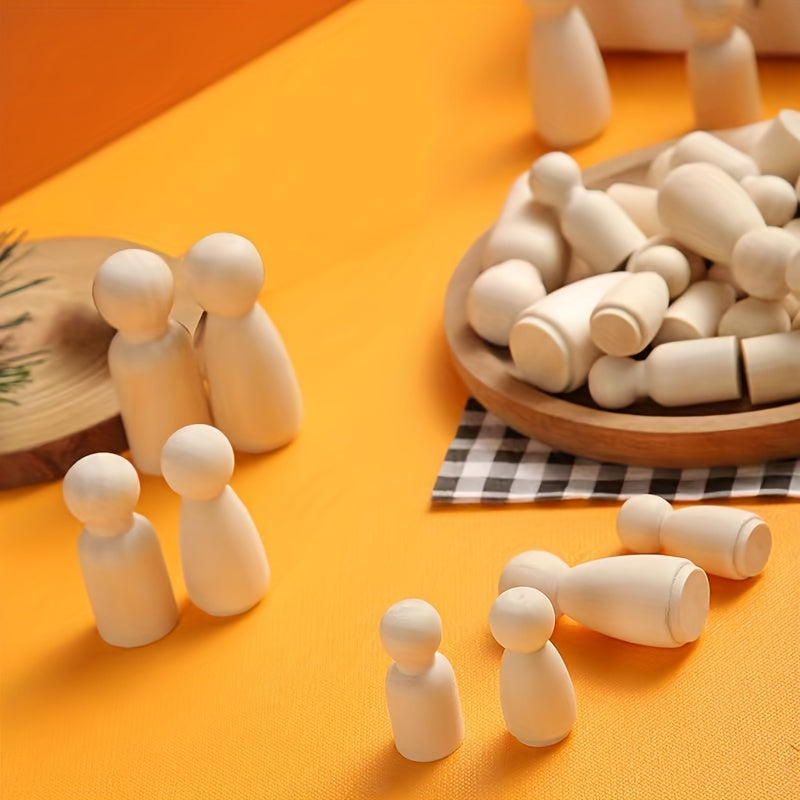 36 Wooden Man Charms for DIY Crafts and Decorations