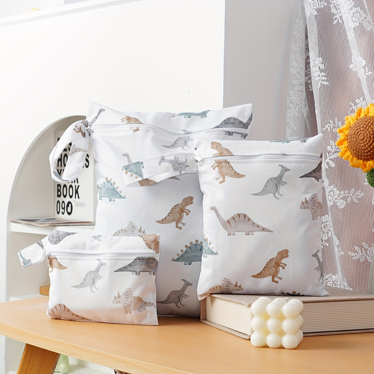 Set of 3 Waterproof Cloth Diaper Bags Reusable Washable Storage Pouches