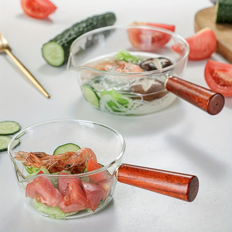 Juego de utensilios de cocina con mangos de Redwood, ollas de vidrio de 600ml y 400ml para sopa y postres