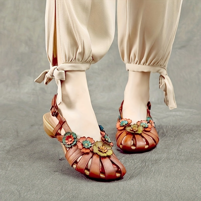 Women's Flat Sandals Summer Fashion Floral Pattern Beach Shoes