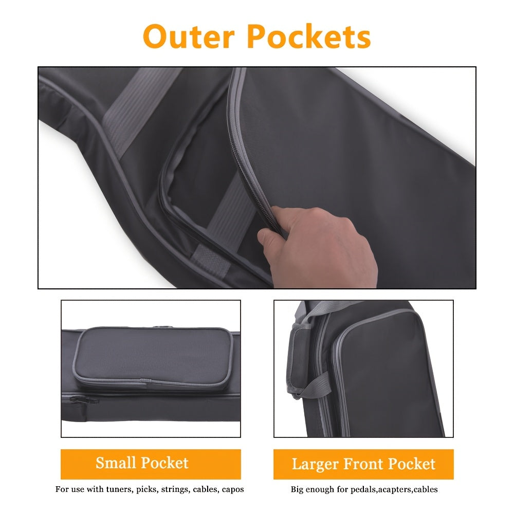 12mm Black Waterproof Electric Guitar Bag with Shockproof Dustproof Portable Storage for Electric Bass