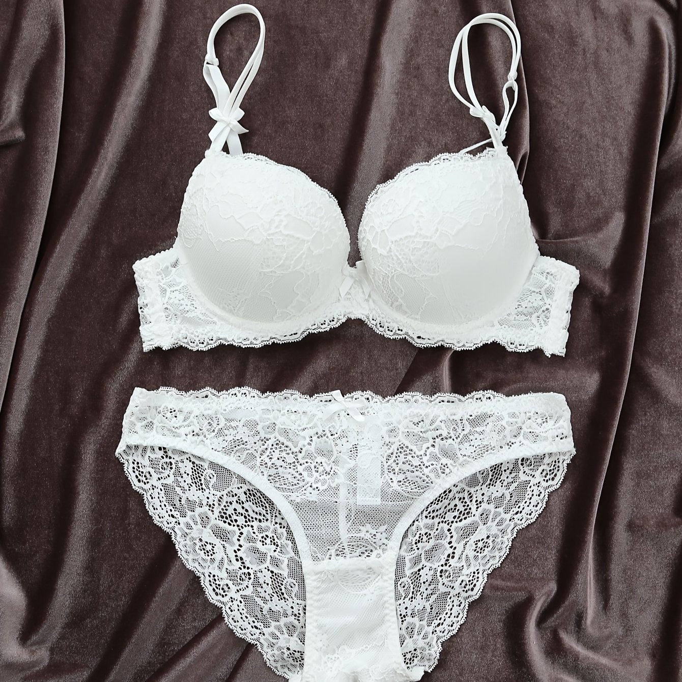 Women’s Lace Bra Set and Mesh Panties Push-Up Lingerie Set