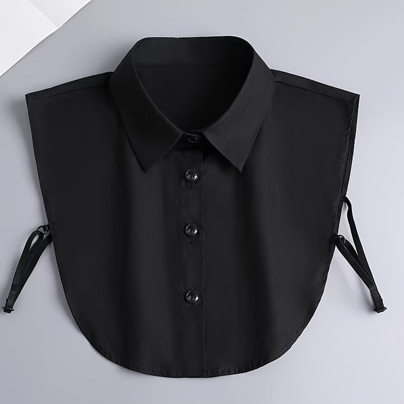 Women's Detachable Striped Shirt Collar Polyester Knit Casual Accessory for All Seasons