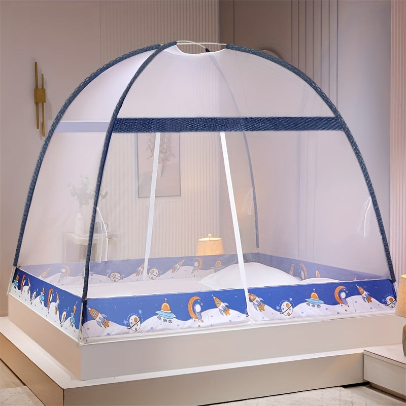 Pop-Up Mongolian Yurt Mosquito Net for Bed Protection, 360° All-Round, Easy Setup
