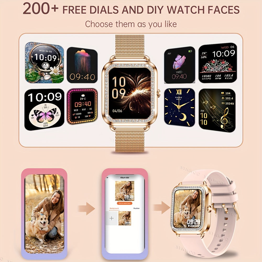 Women's Stainless Steel Smart Watch with 200+ Watch Faces, Sports Modes, Sleep Monitoring