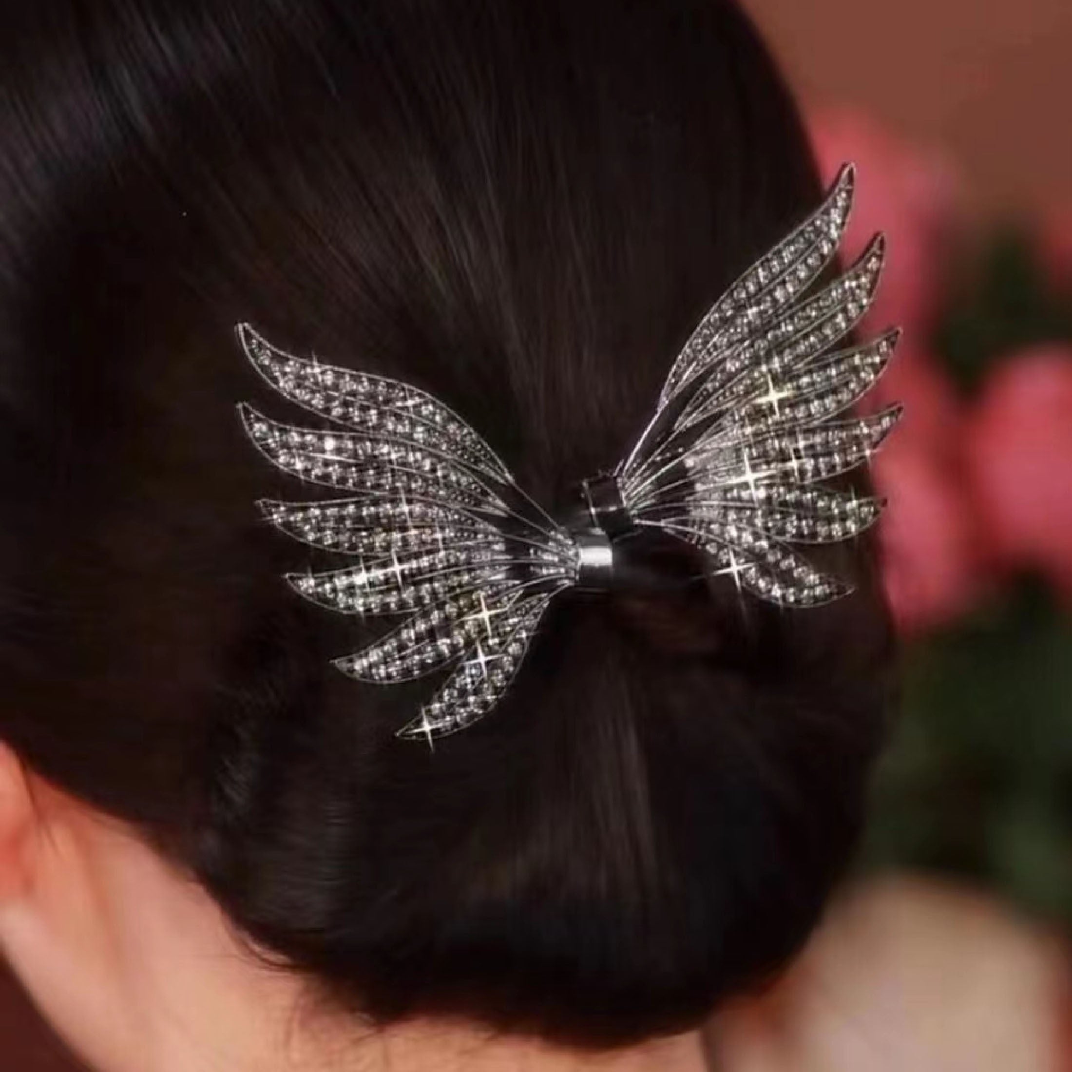 Black Alloy Hair Bun Maker with Rhinestone Embellishments for Women