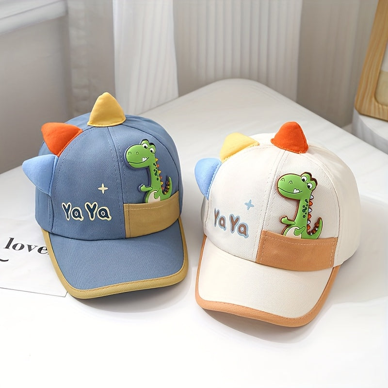 Kids Boys Baseball Cap with Cartoon Dinosaur Sun Protection for 1-3 Years