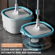 Spin Mop and Bucket System with 4 Microfiber Pads for Floor Cleaning