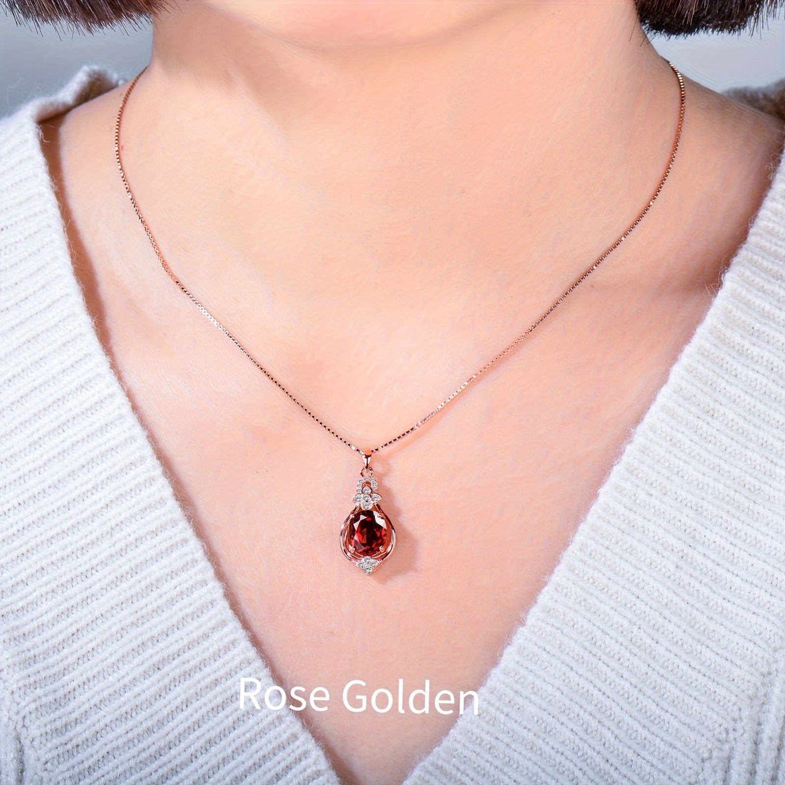 Sterling Silver Garnet Pendant Necklace for Women Hypoallergenic Elegant Jewelry
