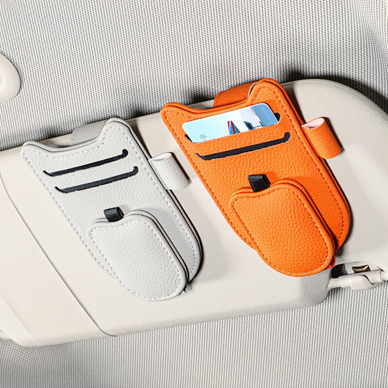 Ayollar uchun charm quyosh nuri himoyachisi va kliplar bilan mushuk quloqli dizayni bilan tashkil etuvchi