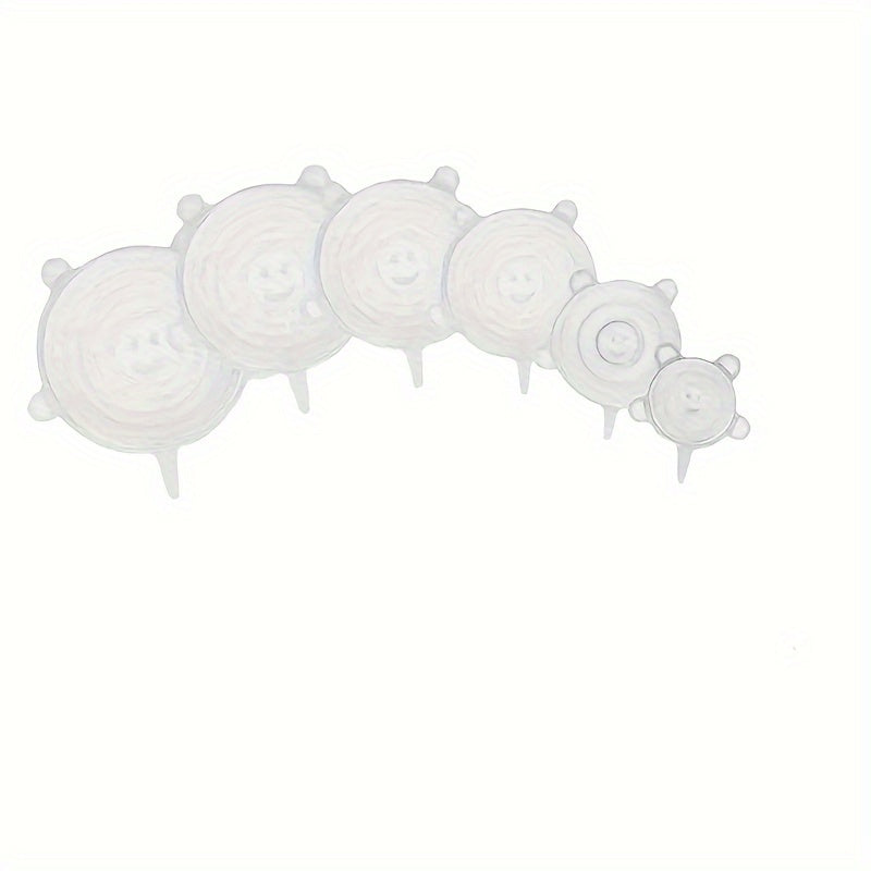 Juego de 6 tapas de silicona para estirar, aptas para alimentos y herméticas para recipientes