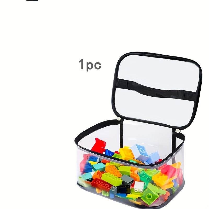 Oson tashish uchun qulay tutqich bilan, shaffof PVC tashkilotchisi, ikki tomonlama ziplar, suv o'tkazmaydigan portativ o'yinchoq saqlash sumkasi