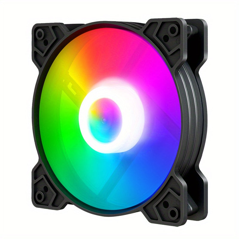 12cm RGB LED Computer Cooling Fan with Vibrant Rainbow Lighting and Efficient Airflow
