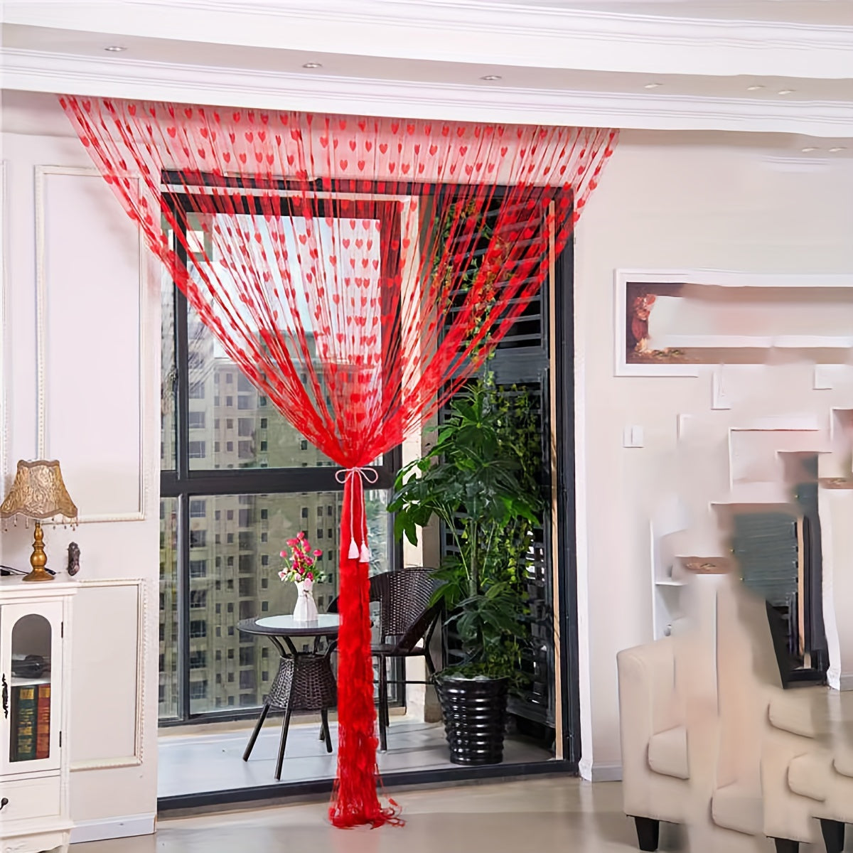 Pink Heart Tassel Door Curtain for Weddings and Home Decor