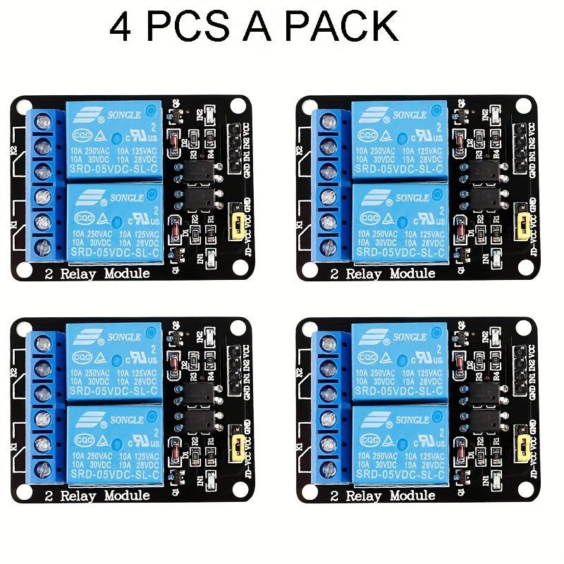 4-Piece 5V 2-Channel Relay Module for Arduino Raspberry Pi Low Level Trigger