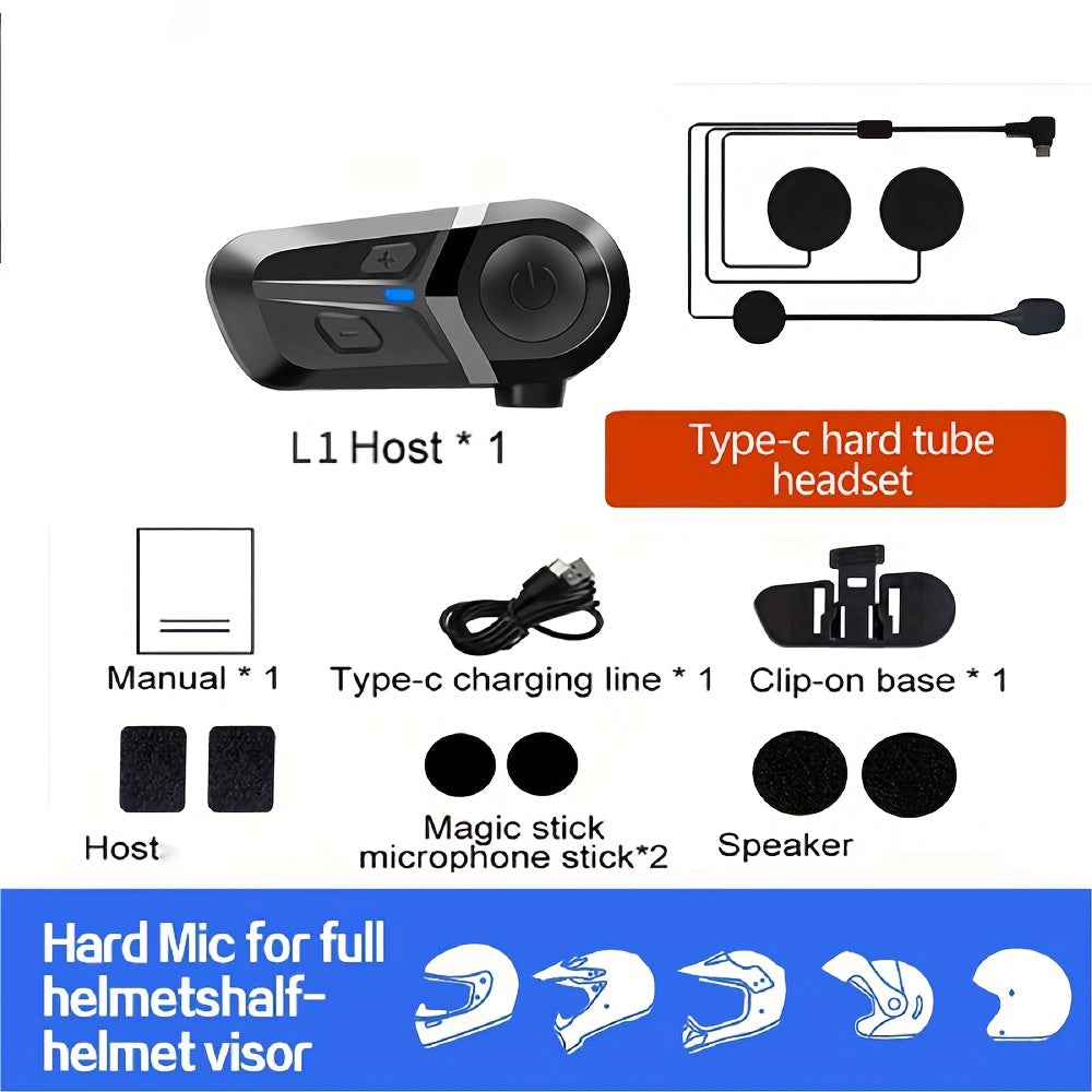 Motorcycle Wireless Helmet Headset Black Blue Stereo Hands-Free Calling