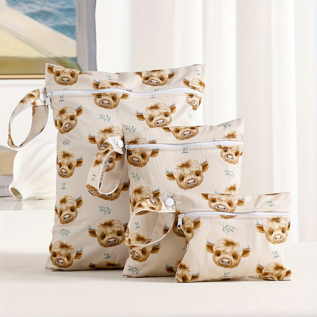 3 ta suv o'tkazmaydigan mato pampers saqlash sumkasi to'plami, bitta cho'ntakli yuviladigan nam-quruq sumkalar; suzish kiyimlarini saqlash uchun mukammal