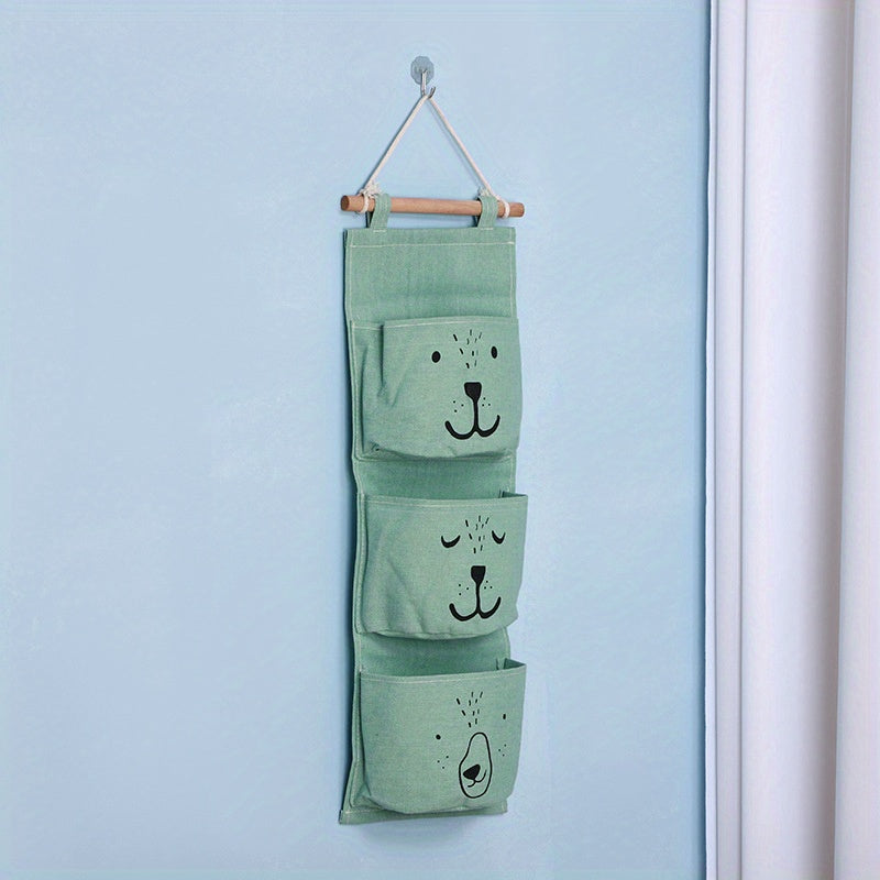 Cartoon Bear Wall Organizer with Plastic Over-the-Door Pockets for Bedroom Bathroom Kitchen