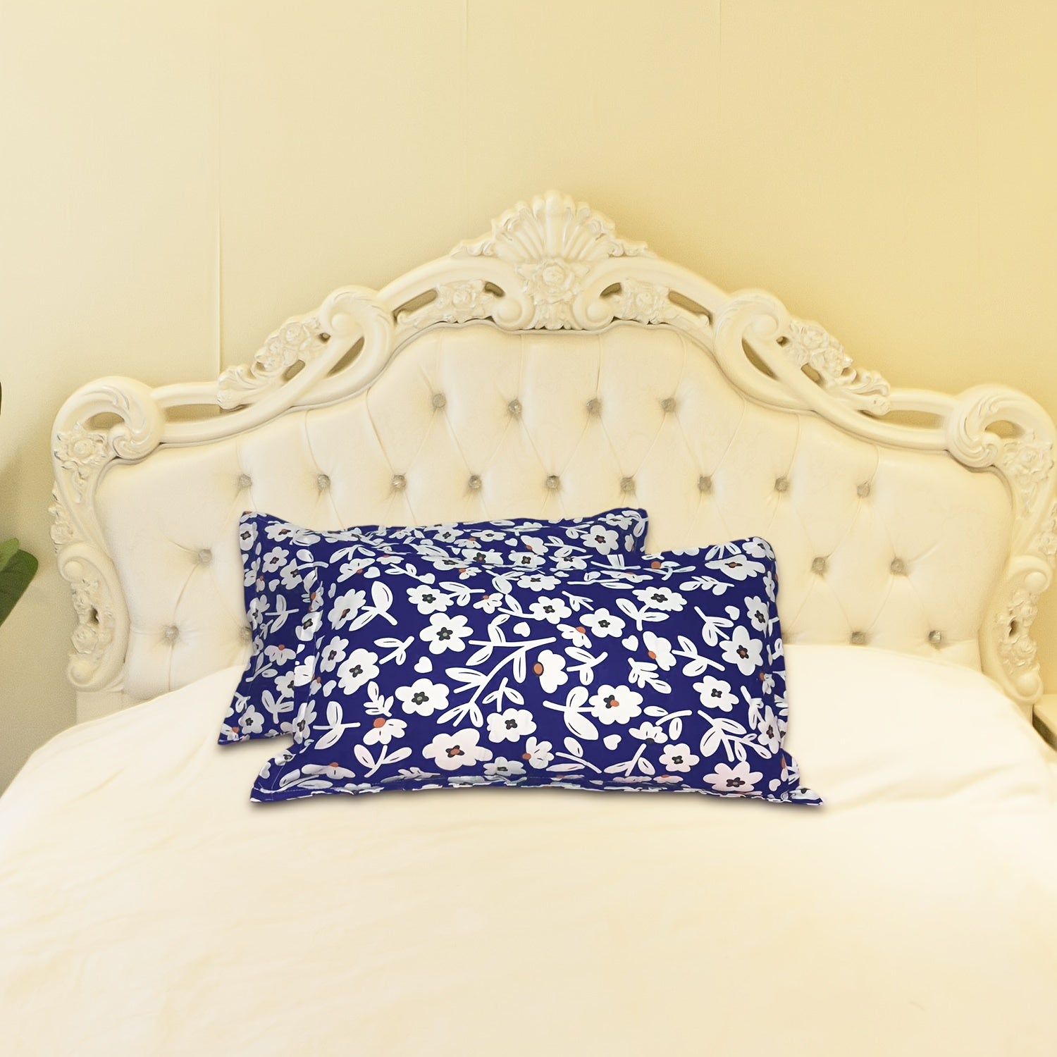 Fundas de almohada de satén con estampado floral, tamaño estándar, fundas decorativas de poliéster suave