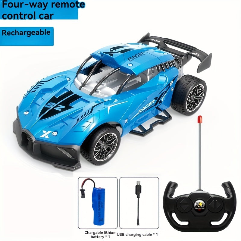 Coche de control remoto para niños, modelo de juguete todoterreno, con batería, en rojo, negro y azul