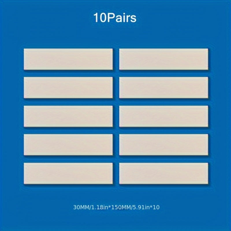 Juego de 10 pares de tiras antideslizantes para alfombras, cinta adhesiva lavable para uso en interiores