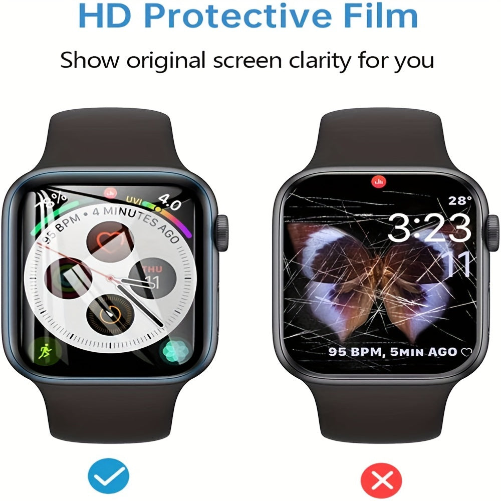 5-Pack TPU Hydrogel Screen Protectors for Apple Watch Series 9/8/7/6/5/SE/3/2 & Ultra 38-49mm Waterproof Hardness 9H