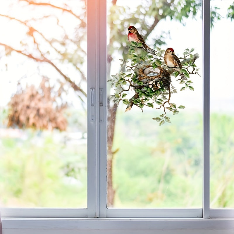 Bird's Nest and Branch Wall Sticker Self-Adhesive PVC Home Decor for Living Room Bedroom Entryway