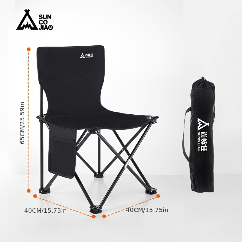 Portable Folding Chair with Backrest Steel Frame for Camping and Fishing