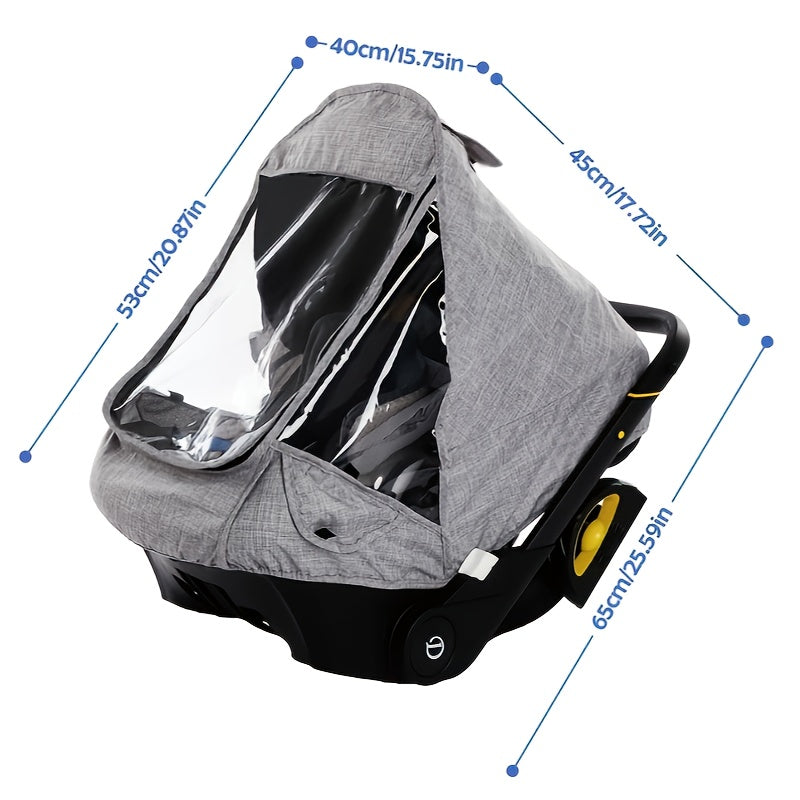 Kids Stroller Rain Cover Waterproof EVA Material with Storage Basket and Sun Protection