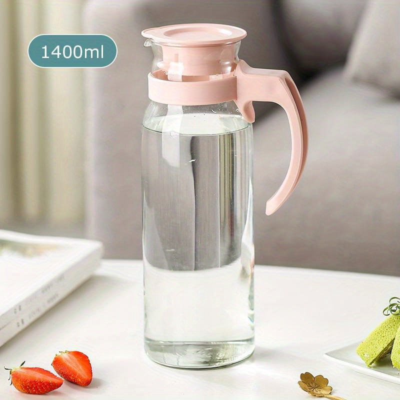Large Glass Water Jug with Handle 800ml 1100ml 1400ml Cold Drinks Borosilicate