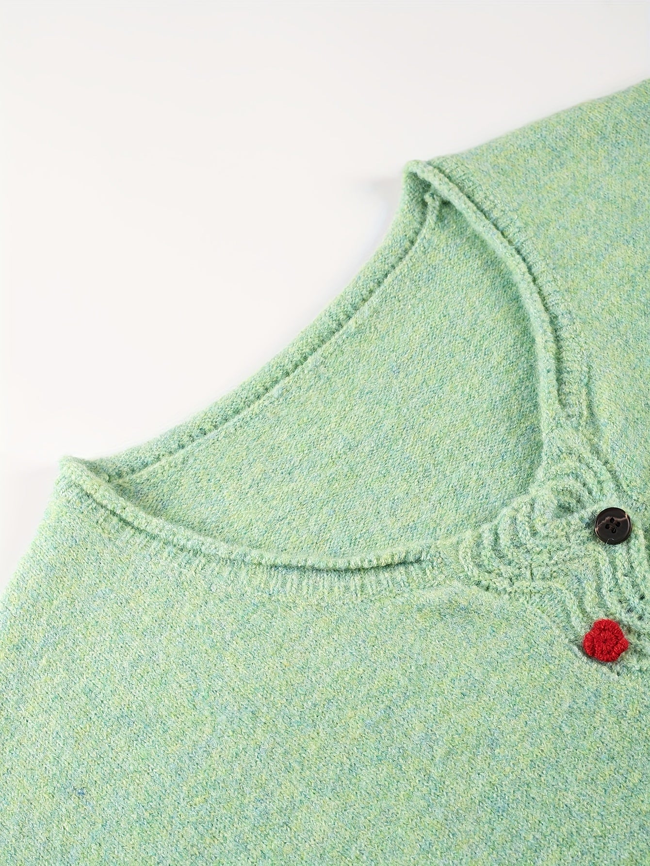 Plus Size Women's Light Green Cardigan Casual Crew Neck Long Sleeve