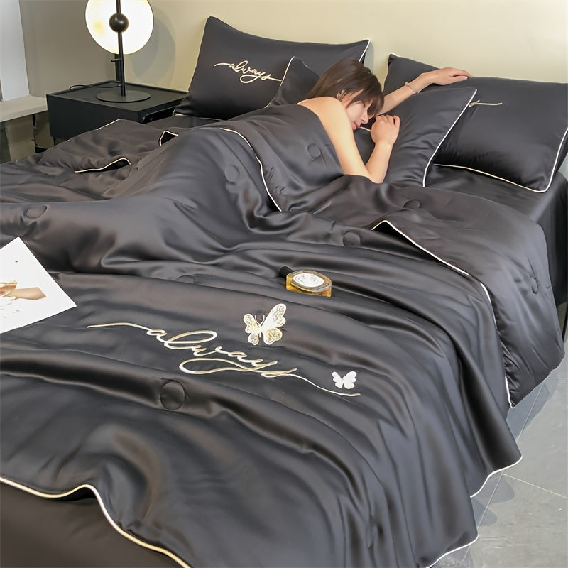 Легкое летнее одеяло с вышитой вискозой, дышащим, гипоаллергенным постельным бельем для всех сезонов