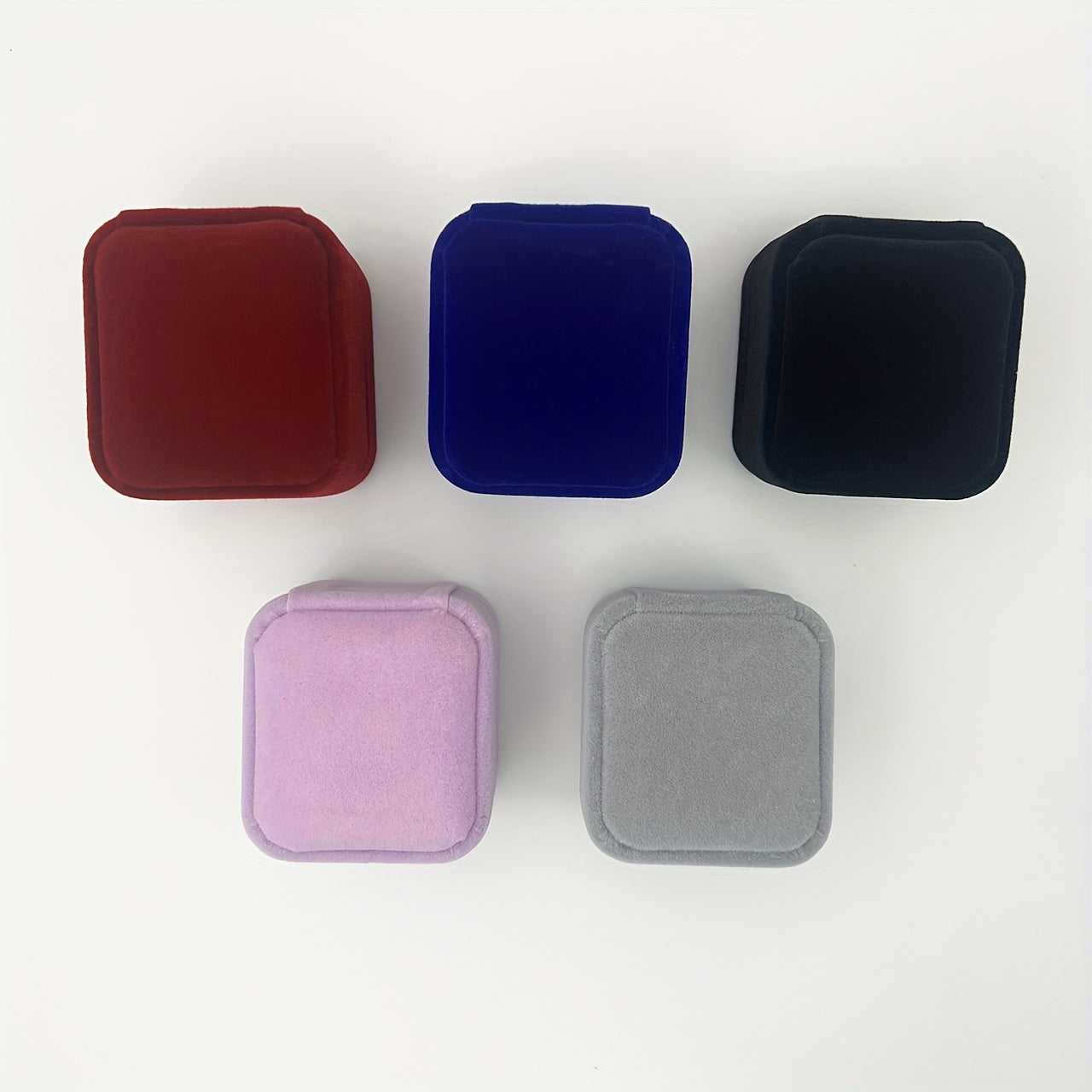 Набор из 5 бархатных шкатулок для украшений с застежкой-кнопкой для колец и подарков