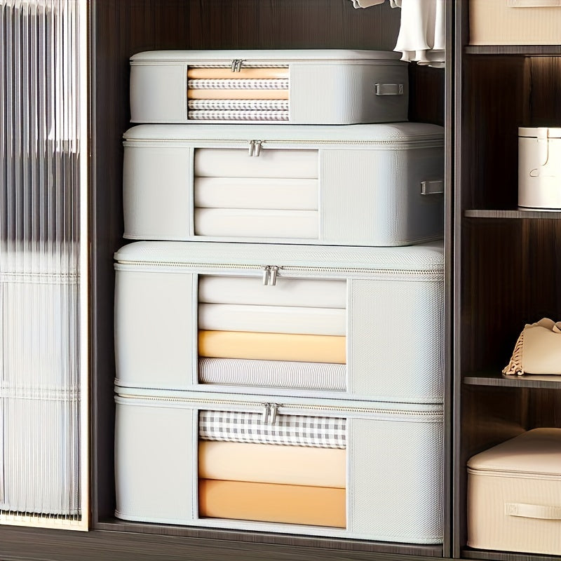 Juego de 3 cestas de almacenamiento de tela Oxford impermeables, organizadores rectangulares con asas, 32L 62L 92L