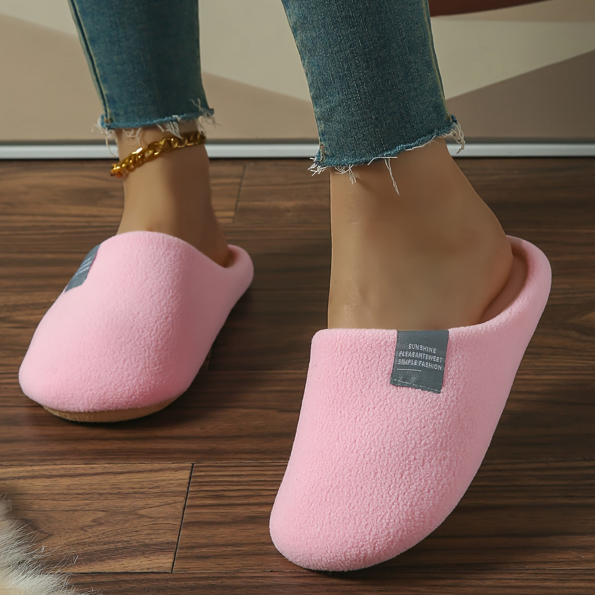 Women's Fleece Indoor Slip-On House Shoes Soft Warm Non-Slip Sole