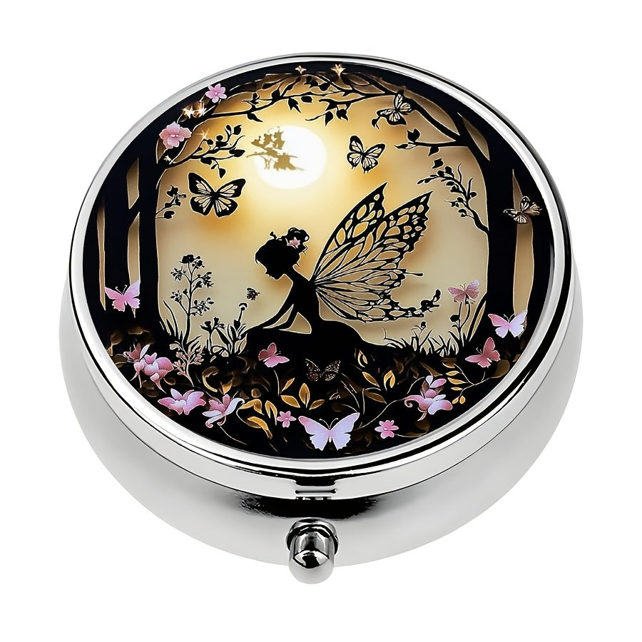 Women Butterfly Fairy Pill Box 3 Compartment Portable Travel Medicine Organizer