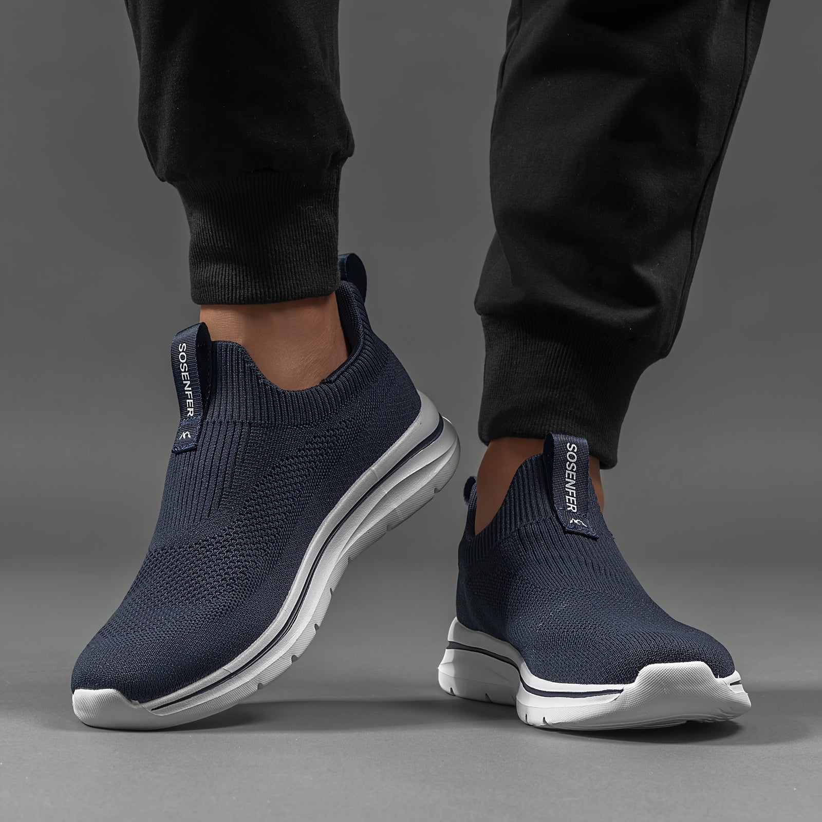 Men's Vintage Casual Sneakers Breathable Fabric Upper Slip-On Round Toe All-Season