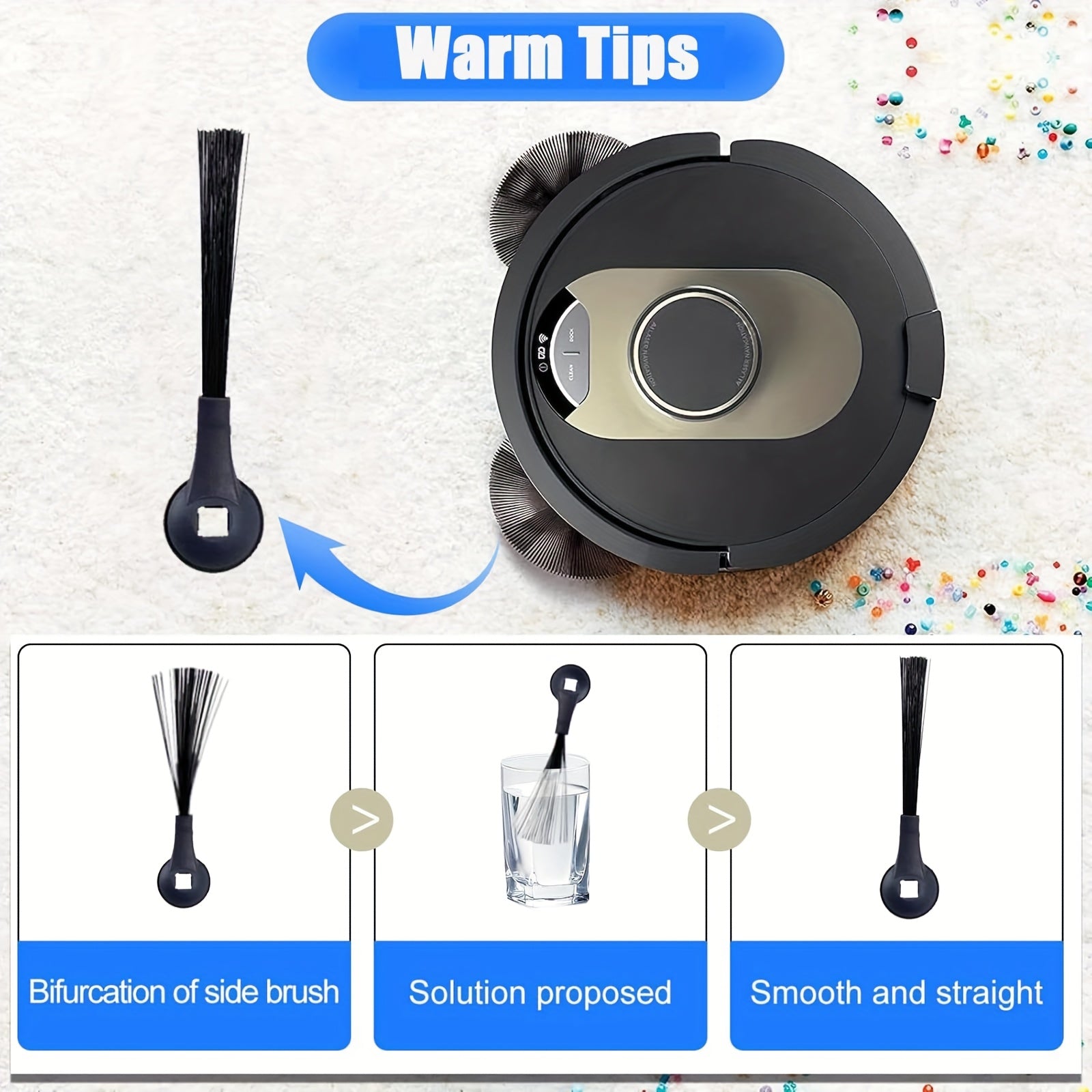 Replacement Side Brush Parts for Robot Vacuum Cleaner, 3/6 Pieces