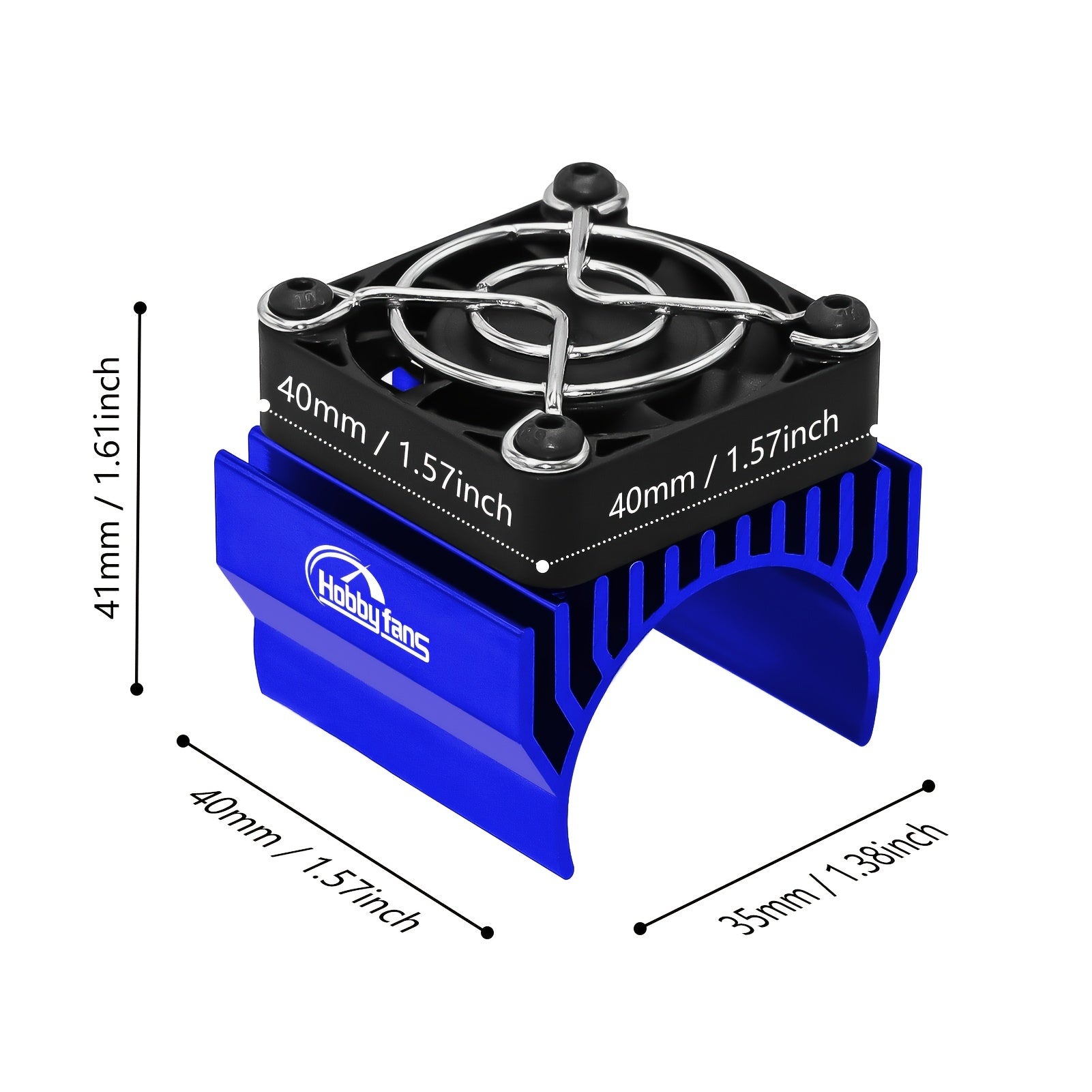 Ventilador de enfriamiento RC de 40mm con disipador para motores de coche RC Azul