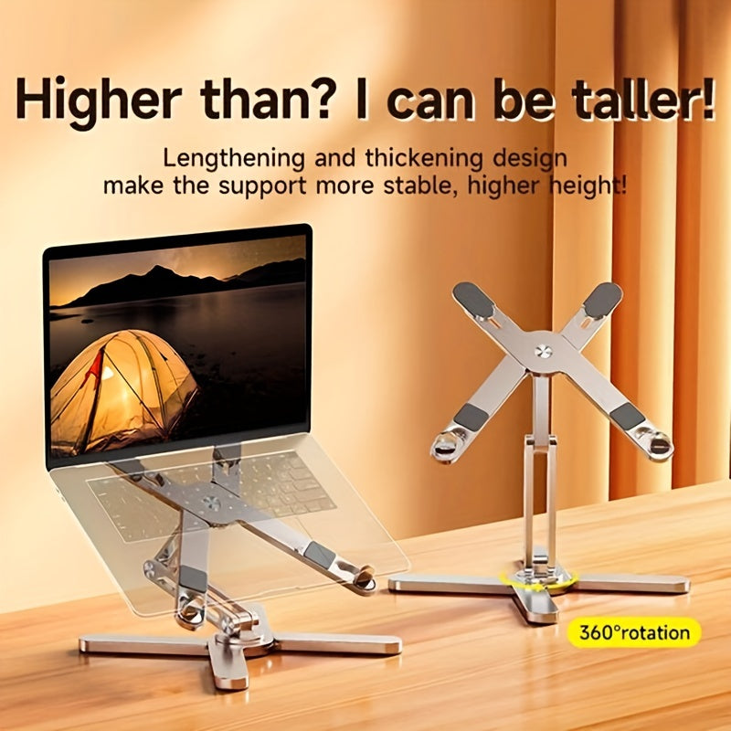 Aluminum Laptop Stand with 360° Rotation Foldable Heat Dissipation for Portable Use