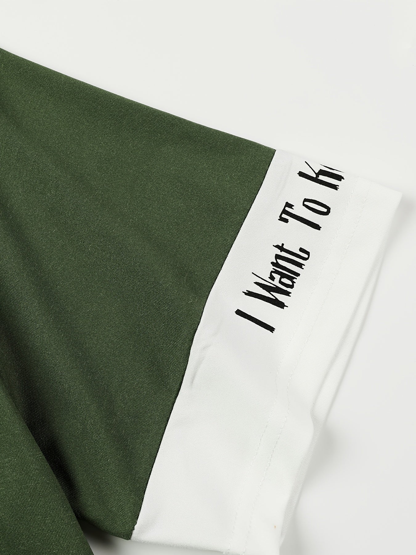 Men's Color-Blocked Short Sleeve T-Shirt with Letter Print Faux Two-Piece Summer Casual