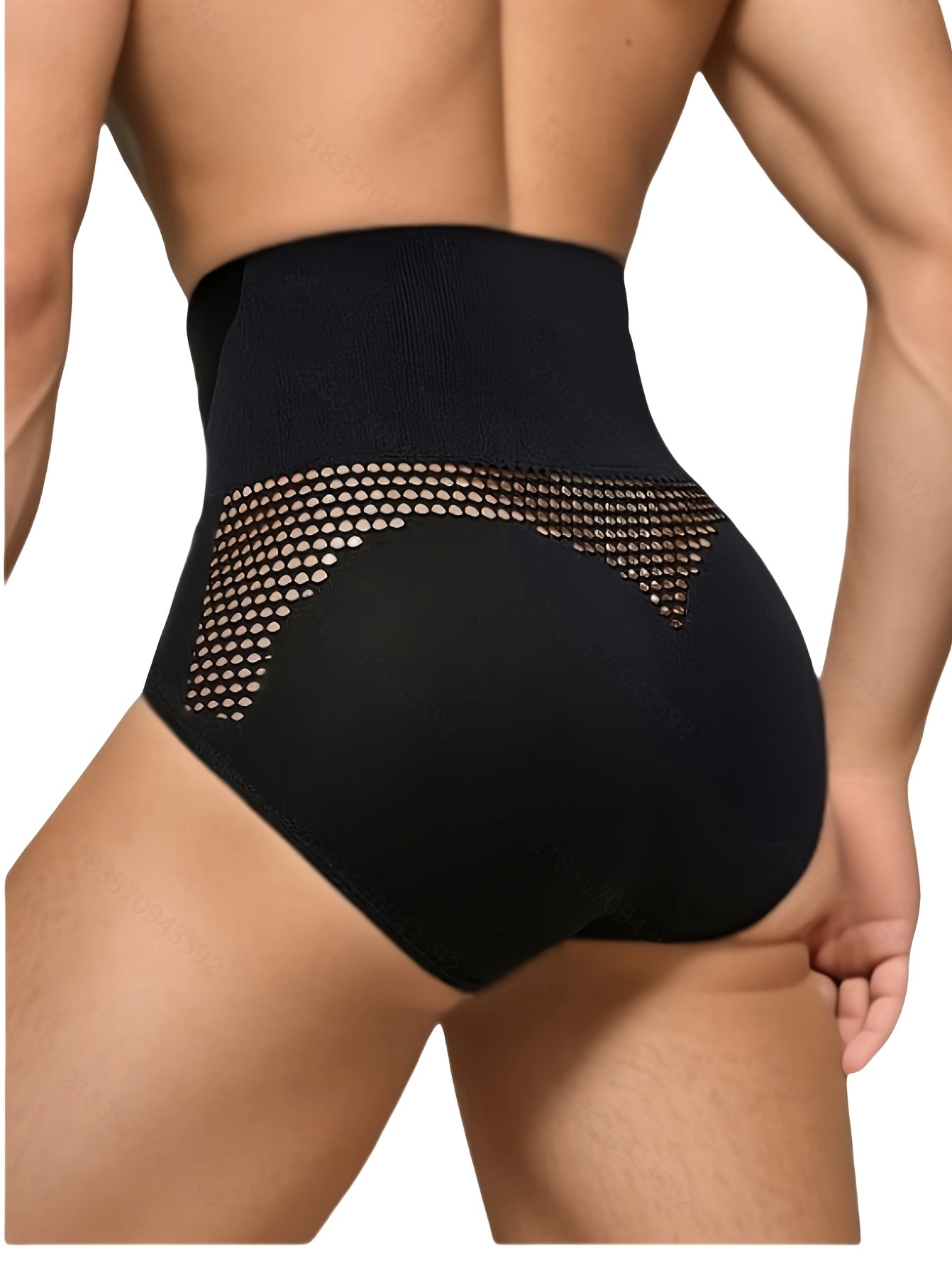 Men's High-Waist Padded Butt Lift Shapewear Shorts Breathable Nylon Elastane