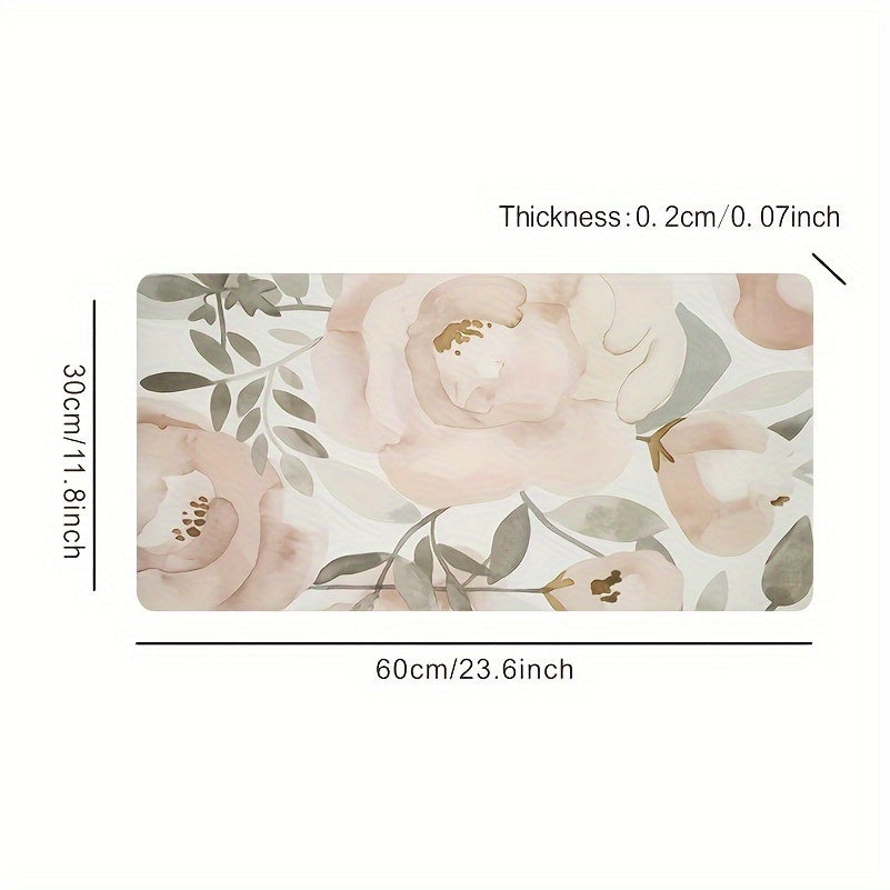 Large Floral Pattern Mouse Pad with Rubber Base Washable Non-Slip for Gaming and Office