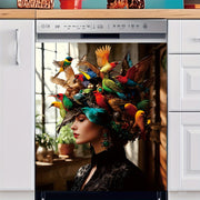 Floral Bird Crown Dishwasher Door Decal PVC No Battery Needed Home Decor Gift
