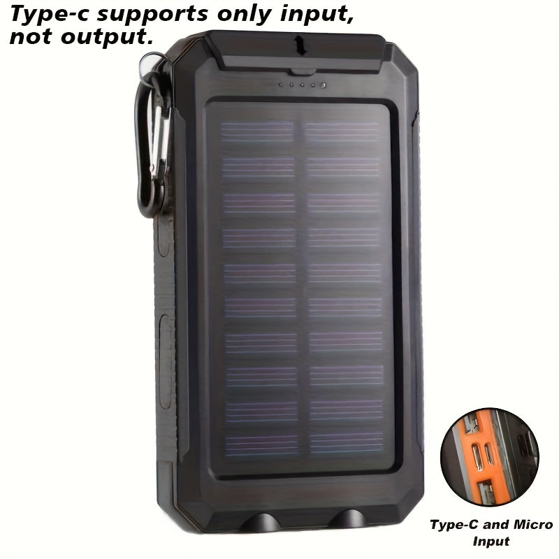 8000mAh Quyosh Energiya Banki USB C va Ikki LED Fleshlight bilan sayohat va tashqarida foydalanish uchun