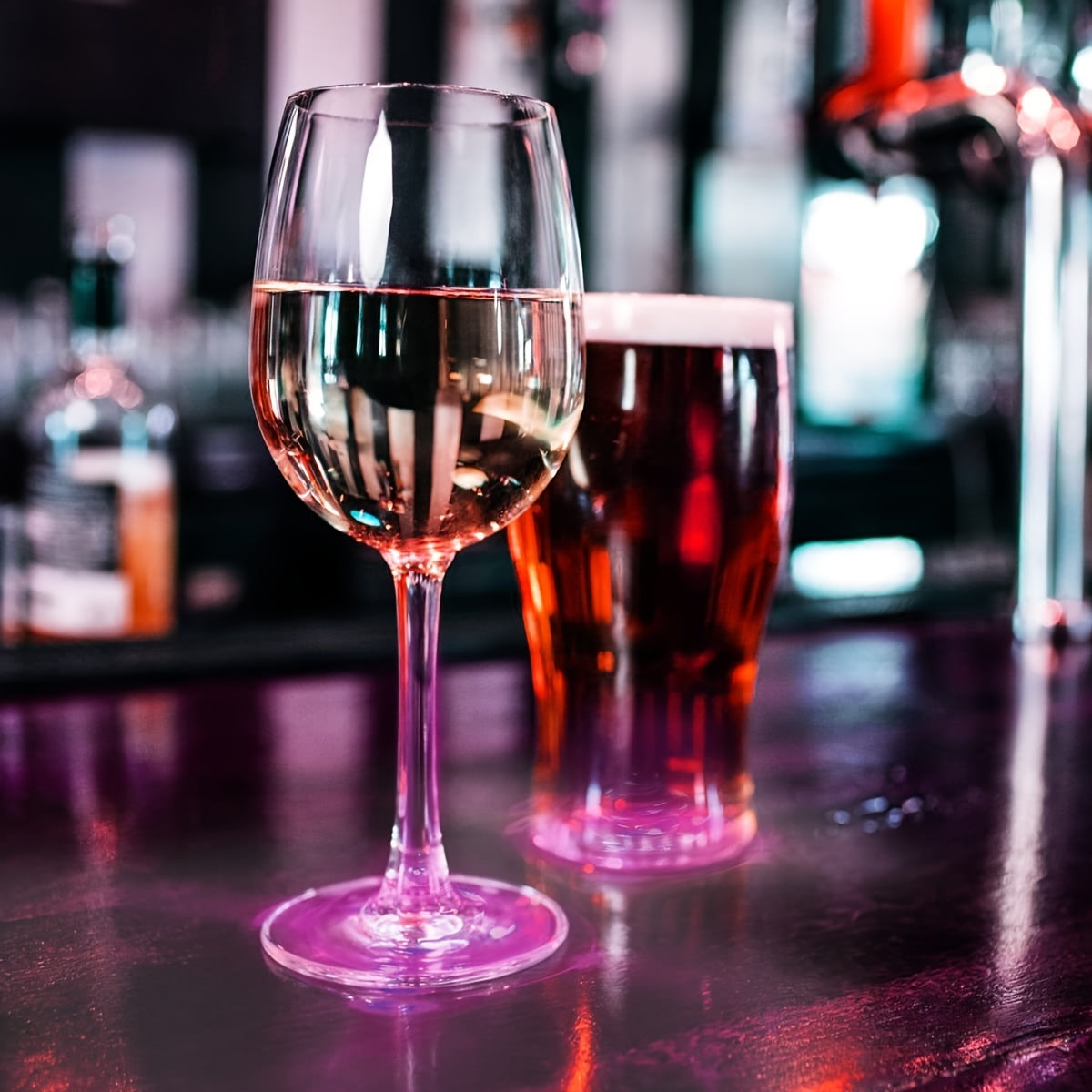 5 dona plastik yoritgichli stakan tagliklar, LED chiroqlari bilan, barlar va kechki klub uchun