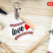 Juego de 18 llaveros de acrílico de béisbol y softbol con bate de madera en miniatura para favores deportivos