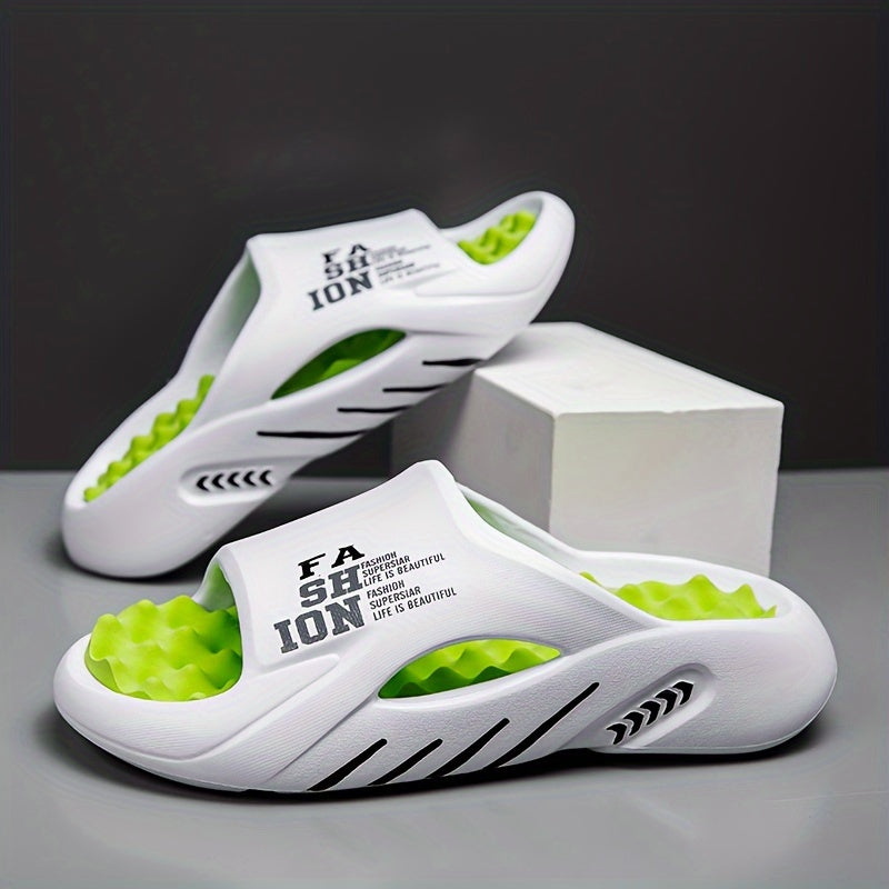 EVA Slides with Faith Print Thick Cushioned Sole Non-Slip Breathable Open-Toe for Beach Party Sports Sizes 5-9